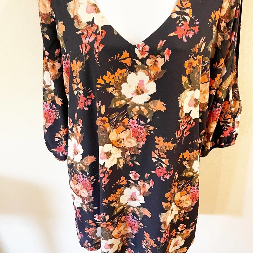 Lulus Shifting Dears Navy Floral Print Dress S - Picture 8 of 14